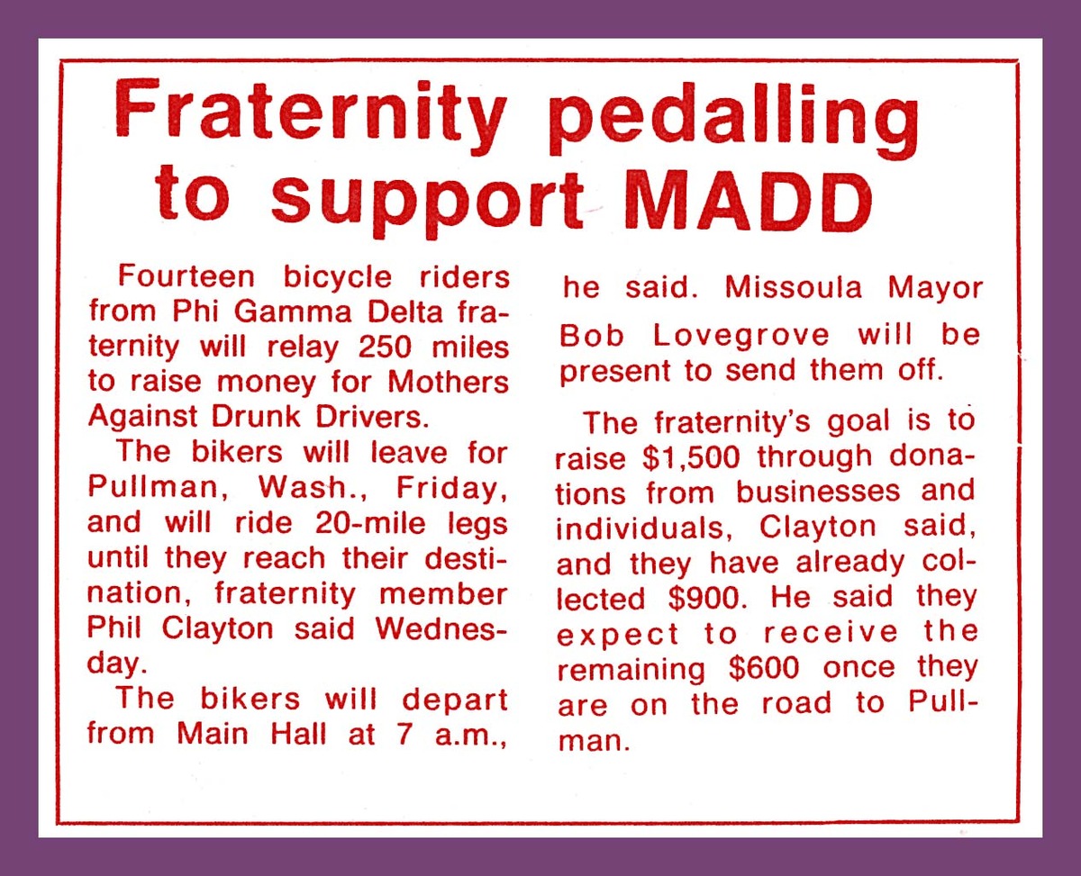 Fraternity pedaling to support MADD, page 5<br />
