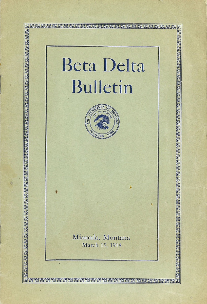 Beta Delta Bulletin, cover and page 1<br />
