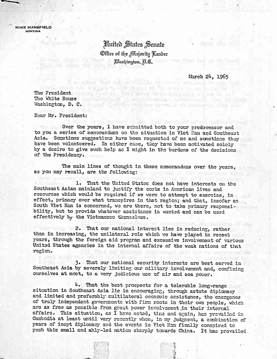 Confidential Memo about Vietnam War