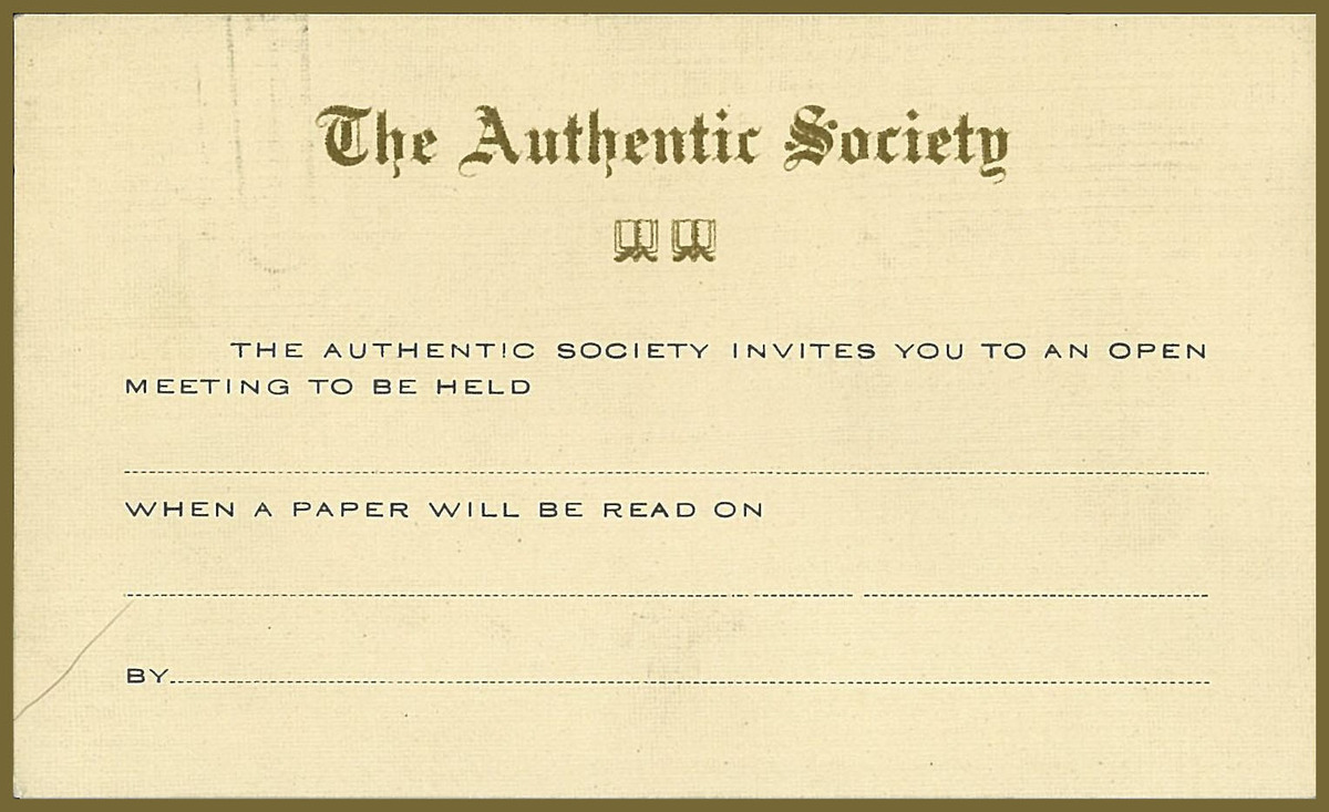 Authentic Society Meeting Card