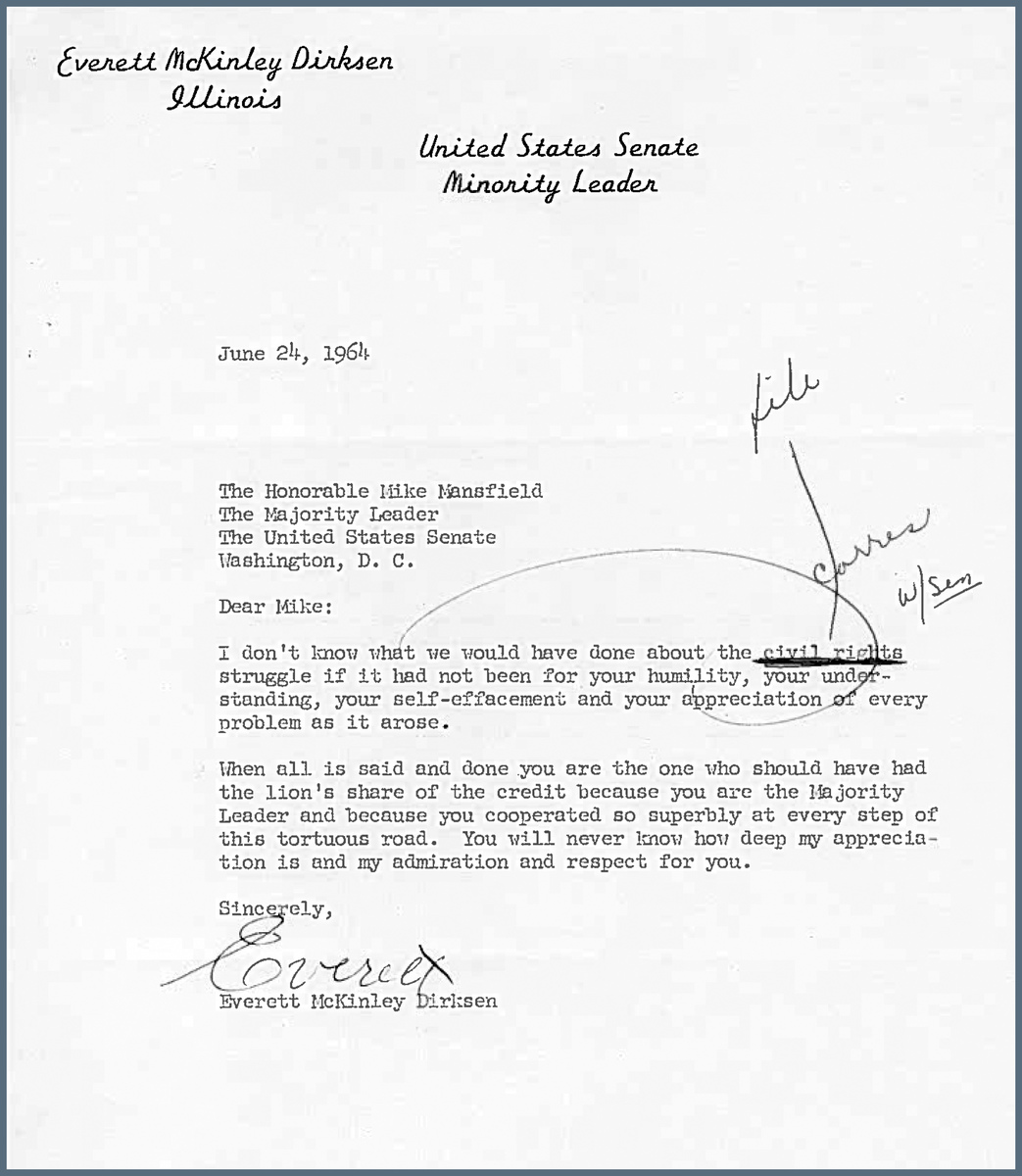 Senate Minority Leader Everett Dirksen’s letter about the Civil Rights Act