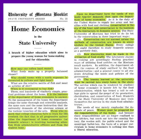 Home Economics in the State University, page 1 and 2.
