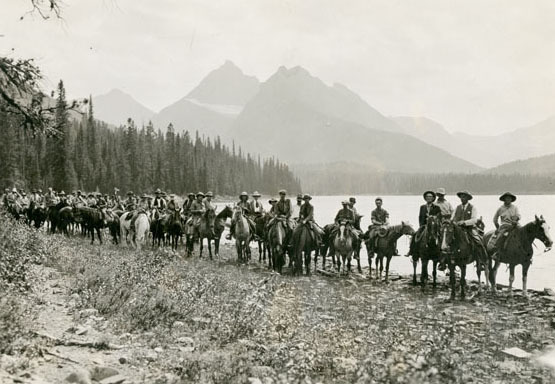 Glacier National Park, tourist party on horseback.