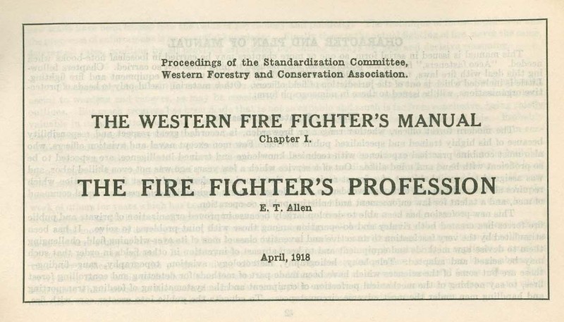 The Western Firefighters Manual: Chapter I The Firefighters Profession, cover.