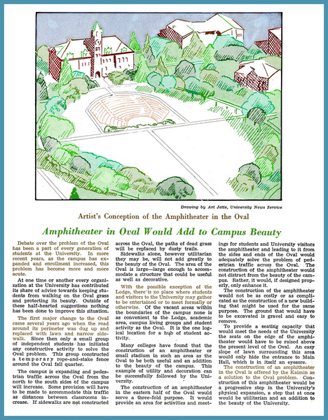 Amphitheater in Oval Would Add to Campus Beauty, page 4<br />
