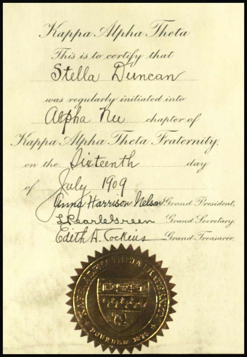 Certificate of Initiation for Stella Louise Duncan