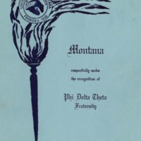 Montana Phi Delta Theta Fraternity Petition, cover page 1, 2, 17, 18, 19, 20, 27, 28<br /><br />
