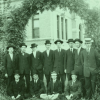 Sigma Chi group photograph with hats