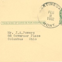 Postcard to J.A. Powers from Grace Stone Coates