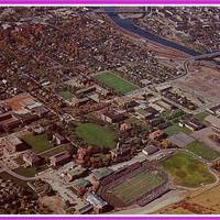 Color Postcard of The University of Montana Campus from Mount Sentinel to campus.<br /><br />
