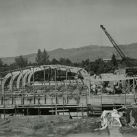 Construction of the Lodge arches.