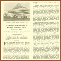 &quot;Walking and Climbing in Glacier National Park,&quot; page 1.
