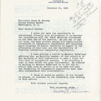 Letter from Senator Hubert Lehman to Senator James Murray