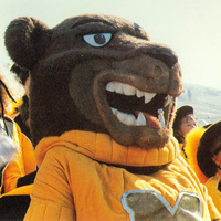The University of Montana mascot Otto and members of the marching band.