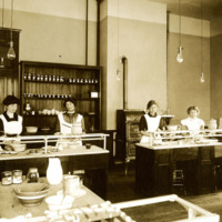 Students in the Department of Home Economics Food Services Laboratory