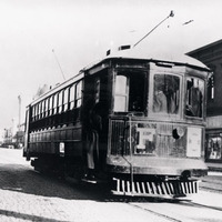Streetcar in front of Missoula Mercantile Co.