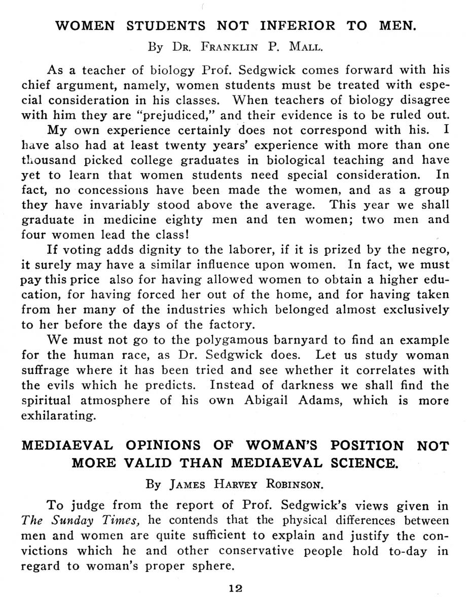 The Biological Argument Against Woman Suffrage, National Woman Suffrage Publishing Company, 1914. James Watson Gerard Papers, Mss 45 The Biological Argument Against Woman Suffrage, National Woman Suffrage Publishing Company, 1914. James Watson Gerard Papers, Mss 45
