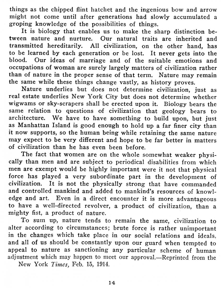 The Biological Argument Against Woman Suffrage, National Woman Suffrage Publishing Company, 1914. James Watson Gerard Papers, Mss 45 The Biological Argument Against Woman Suffrage, National Woman Suffrage Publishing Company, 1914. James Watson Gerard Papers, Mss 45
