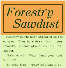 "Forestry Sawdust," Kaimin, December 10, 1914