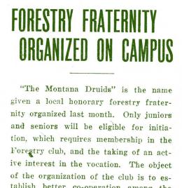 "Forestry Fraternity Organized on Campus," Kaimin, February 12, 1924