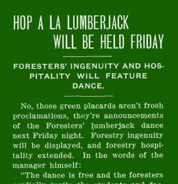 "Hop A La Lumberjack Will Be Held Friday," Kaimin, February 15, 1916