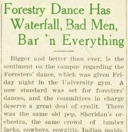 "Forestry Dance Has Waterfall, Bad Men, Bar n' Everything," Kaimin, February 18, 1919