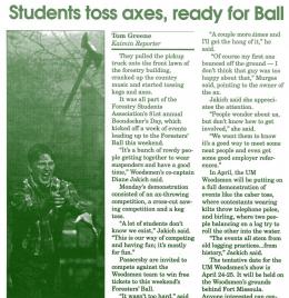 "Students toss axes, ready for Ball," Kaimin, February 3, 1998