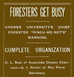 "Foresters Get Busy," Kaimin, January 13, 1910, cover