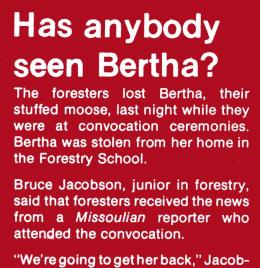 "Has Anybody Seen Bertha?" Kaimin, January 8, 1974
