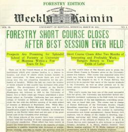 "Forestry Short Course Closes After Best Session Ever Held," Kaimin, March 26, 1914