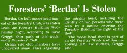 "Foresters' Bertha is Stolen," Kaimin, November 7, 1969