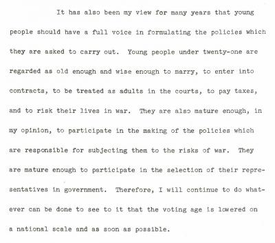 Remarks of Senator Mike Mansfield at Flathead High School Commencement, June 1, 1970