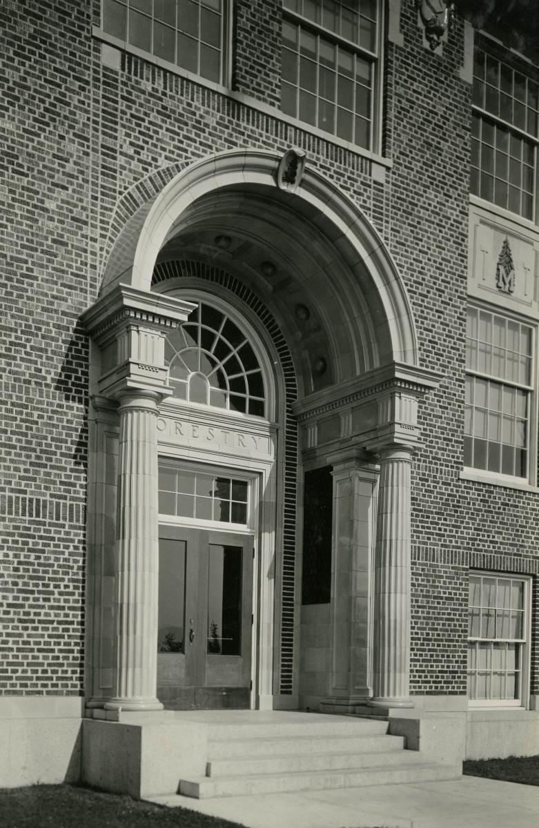 Photograph of building entrance, ca. 1925, Mss 249, Rollin H. McKay Photographs, 94-1260