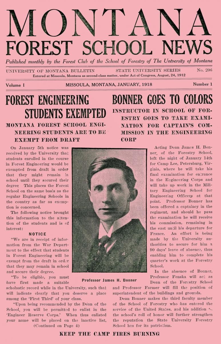 Montana Forest School News, Vol. 1, No. 1, January 31, 1918