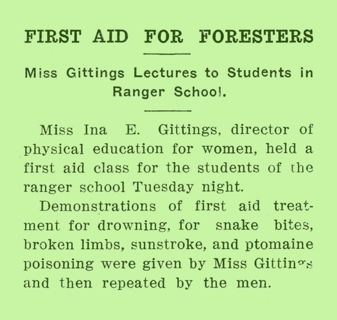 "First Aid For Foresters," Kaimin, March 15, 1918